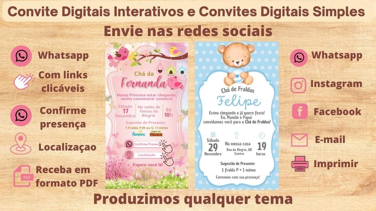 Convites Digitais Simples e Convites Digitais Interativos 